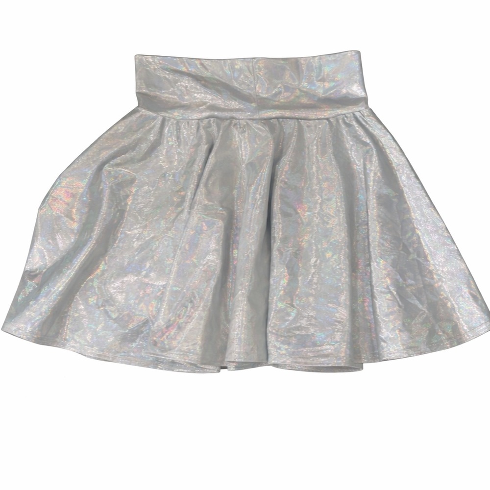 Iridescent Rave Silver Women's Skirt NWT